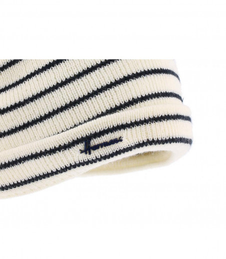 black white striped beanie